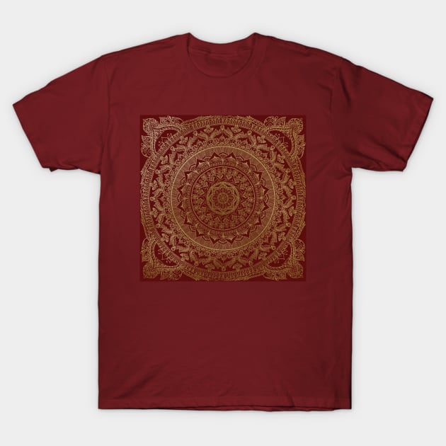 Mandala Royal - Red & Gold T-Shirt by MariaMahar